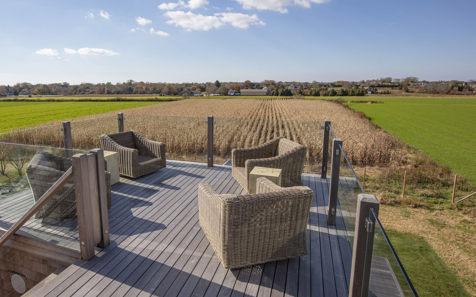 Scenic deck with chairs in the Hamptons.